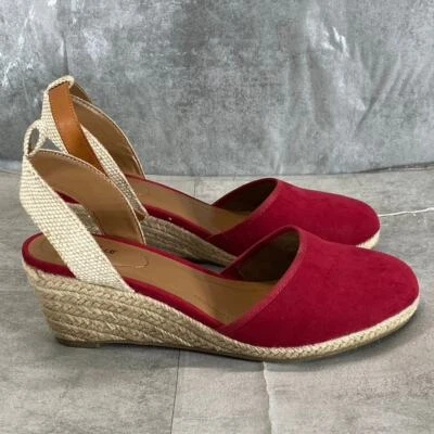 Sandalias alpargata de cuña STYLE & CO Mailena rojas punta cerrada para mujer talla 9 Foto 1 de 4