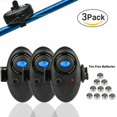COOLNICE Elektronisch Bissanzeiger LED Fisch Bissmelder Angeln Alarmglocke Anlage Schwarz