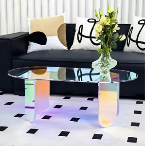 Couchtisch Beistelltisch Acrylglas 95x50x36cm Bunt Kaffeetisch Wohnzimmertisch - Bild 1 von 21