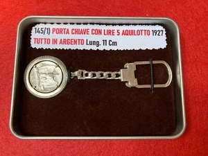 (145/1) PORTACHIAVI E MONETA DA LIRE 5 1927 11 Cm g.16,40 ARGENTO - Foto 1 di 3
