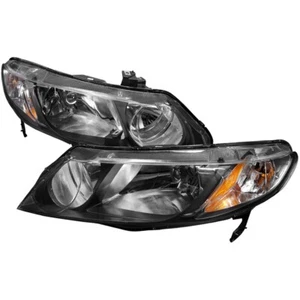For 06-11 Honda Civic FA FG JDM Black Headlights Amber Reflector 4 DOOR - Picture 1 of 3