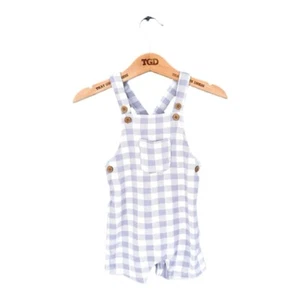 Baby Boys Grey White Checked Dungarees Age 3-6 months - Picture 1 of 4