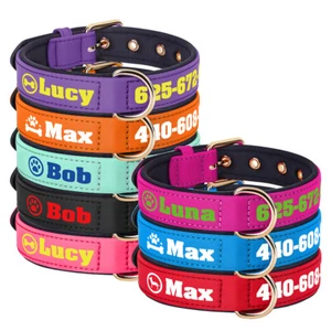Waterproof Neoprene Personalized Dog Collar Padded Custom Name & Phone Printed - Picture 1 of 25