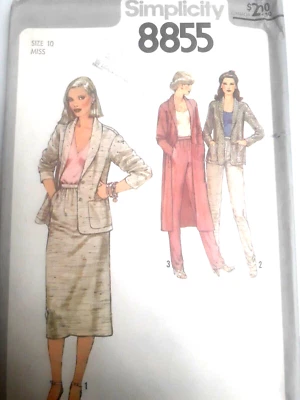 Skirt Duster Jacket Pants 10 Simplicity 8855 Sewing Pattern VTG UC Safari Travel - Image 1 of 4