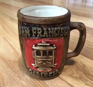 VINTAGE Rare San Francisco Cable Car Souvenir 12oz Pottery Mug - Bild 1 von 7