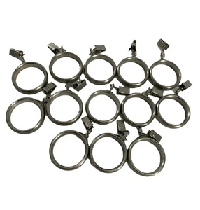 Lot 13 Silver Colored Metal Cafe Curtain Drapery Rings Clips 1 5/8" Inner - Picture 1 of 3