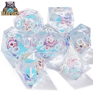 Butterfly Poly DND Dice Set 7PCS Resin Polyhedral Dungeons and Dragons RPG Games - Picture 1 of 4