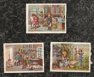 3 Victorian Trade Cards Chang-Ho Tea Cherubs Work- Boot Makers Tailors Gardeners - Foto 1 di 5