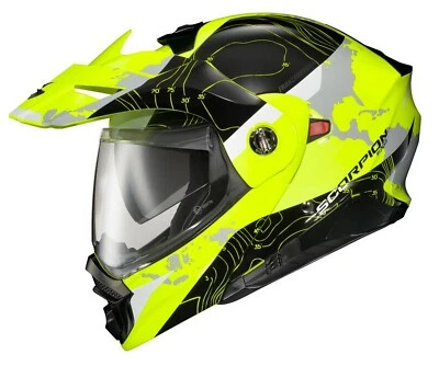 Scorpion EXO-AT960 Topographic Modular DS Motorcycle Helmet Hi-Vis/Black - Image 1 of 3