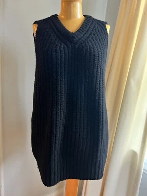 So Good To Wear Países Bajos pesado grueso negro cachemir suéter chaleco L 26” largo Foto 1 de 3