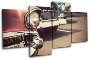 Retro Car Automobile Vintage MULTI CANVAS WALL ART Picture Print - Picture 1 of 1