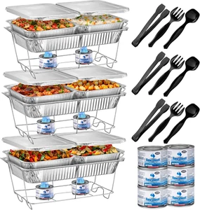 Disposable Chafing Dish Buffet Set, Food Warmers for Parties, Complete 33 Pcs of - Picture 1 of 8
