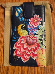 Anuschka Hand Painted Eyeglass Phone Case Magnetic Close - Retro Bouquet - NEW - Picture 1 of 2