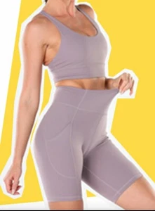 Womens Running Shorts High Waist Biker Short 8" Workout Yoga Shorts small purple - Picture 1 of 4