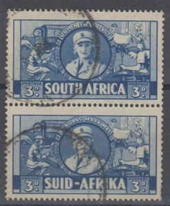 SOUTH AFRICA 1941 3d. LARGE WAR EFFORT PAIR USED (ID:877/D60554) - Picture 1 of 1
