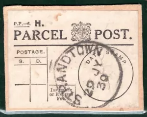 GB Irland PAKET POST ETIKETT *STRANDTOWN* Belfast CDS 1930{samwells}BRAUN120 - Bild 1 von 10