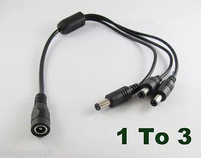 DC Power 1 Female To 3 Male Splitter Adapter Cable 5.5 x 2.1mm Strip CCTV Camera - Image 1 of 3