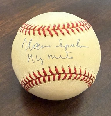 Warren Spahn Singed Baseball With “NY Mets”Inscription JSA!!! - Image 1 of 4