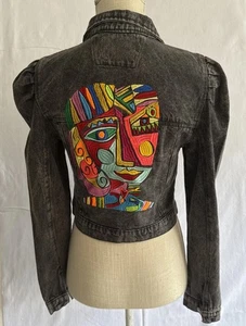 Chaqueta artística vaquera bordada boutique de Minicam Naranjo. Envejecido y único - Imagen 1 de 12