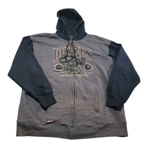 Y2k Skater Dickies Mens Brown Zip Up Hoodie Size 2XL Vintage Baggy Grunge - Picture 1 of 9