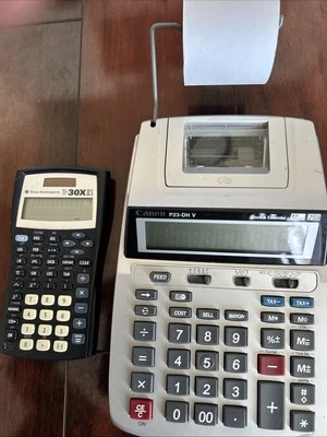 Lot Calculators Canon P23-DH V Printing Adding Machine, Casio HR-8L & More - Image 1 of 4