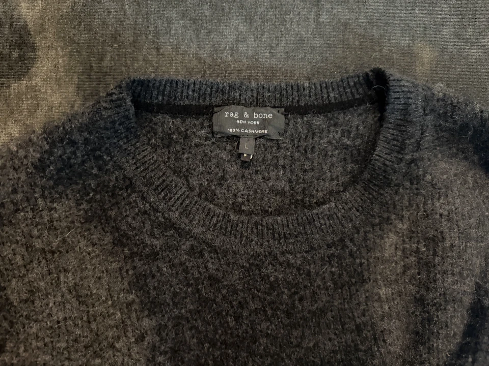 Rag & Bone Men's Heathered Black Cashmere Sweater Size XL EUC - Image 1 of 1