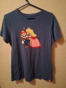 Prinzessin Pfirsich und Mario blaues Damen T-Shirt Gr. XL #Nintendo - Bild 1 von 4