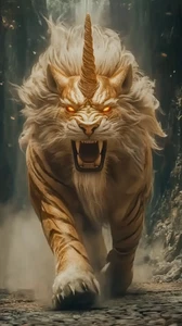 Canvas Art Fantasy Tiger Horns Wall Picture Poster Print - Picture 1 of 22
