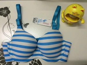 34BC Blue White Stripe Women's Bra Seamless Underwear New Lingerie Push Up Bra - Bild 1 von 6