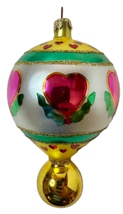 De colección Christopher Radko Adorno de Navidad Bola Gota/Corazón de Acebo RARO - Imagen 1 de 3