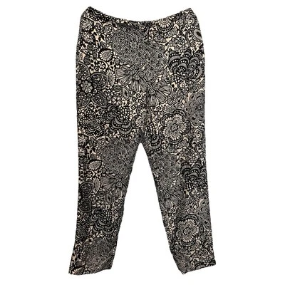 Pantalones Ann Taylor 100% Seda Blanco y Negro Estampado Floral Forrados Clásicos Talla 10 Foto 1 de 4