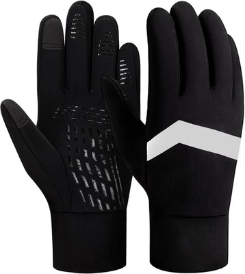 DARCHEN 儿童冬季手套黑色骑行 10-12 岁儿童,W-黑色  — 第 1/4 张图片