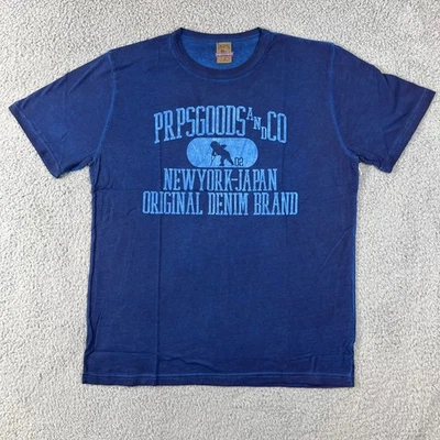 Camiseta PRPS PRODUCTS&CO Azul Gráfico "Nueva York Japón Original Denim Brand" Para Hombres XL Foto 1 de 4