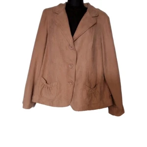 Blazer para mujer Kim Rogers Signature de gamuza tostada talla grande - Imagen 1 de 18