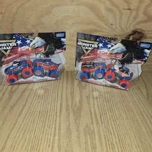 2025 Monster Jam Stars & Stripes Grave Digger, Megalodon, El Toro Loco, Digatron - Picture 1 of 6