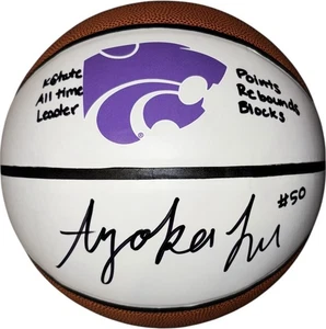 Kansas State Wildcats Ayoka Lee logo firmato basket certificato JSA - Foto 1 di 1