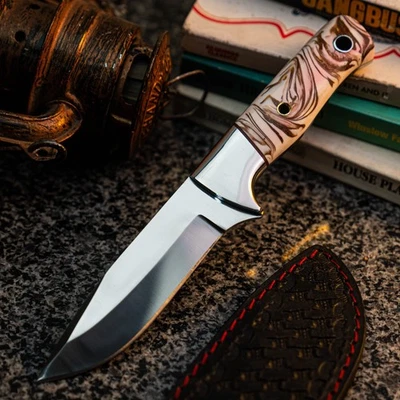Wild Blade Tactical Knife 8.9" Full Tang Handmade Steel/Damascus Blade + Sheath - Image 1 of 4