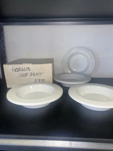 4 cuencos de sopa Swid Powell Calvin Klein GEORGICA de borde grande blancos 9" 11204 - Imagen 1 de 5