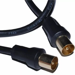 TV Aerial Extension Cable 2meters Male to Male Coaxial Antenna Lead Silver End - Picture 1 of 1