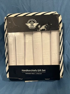DOCKERS Handkerchief Gift Set 100% Cotton  Permanent Press White 6 Piece  (LGT) - Picture 1 of 6