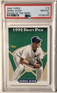 2006 Topps #18 Derek Jeter Rookie Of The Week PSA 10 GEM MT Yankees  - Picture 1 of 2