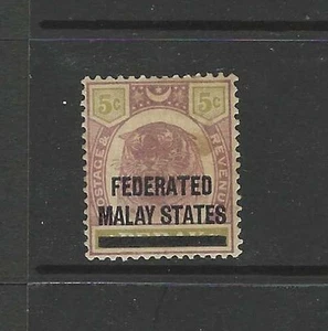FEDERATED MALAY STATES 1900 OVERPRINT ON PERAK 5 CTS SG9 - CAT £30 MOUNTED MINT - Picture 1 of 1