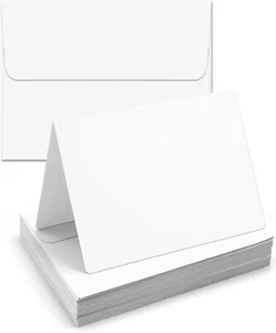 Cartoncini e Buste Vuote Confezione da 60 - Cartoncino 4 x 5,5 Piegato con A2 Bianco En... - Foto 1 di 3