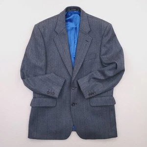 Alexander Jacket Mens 40 Short Blue Wool Herringbone Chevron Sport Coat Blazer - Picture 1 of 16