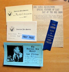 Antigua cinta del primer premio Garden Club 1923 nueva Rochelle & American Iris Society - Imagen 1 de 7