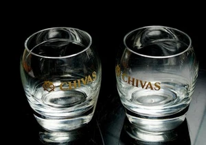 TWO CHIVAS REGAL GOLD LABELLED WHISKY TUMBLER GLASSES 250ML - Picture 1 of 6