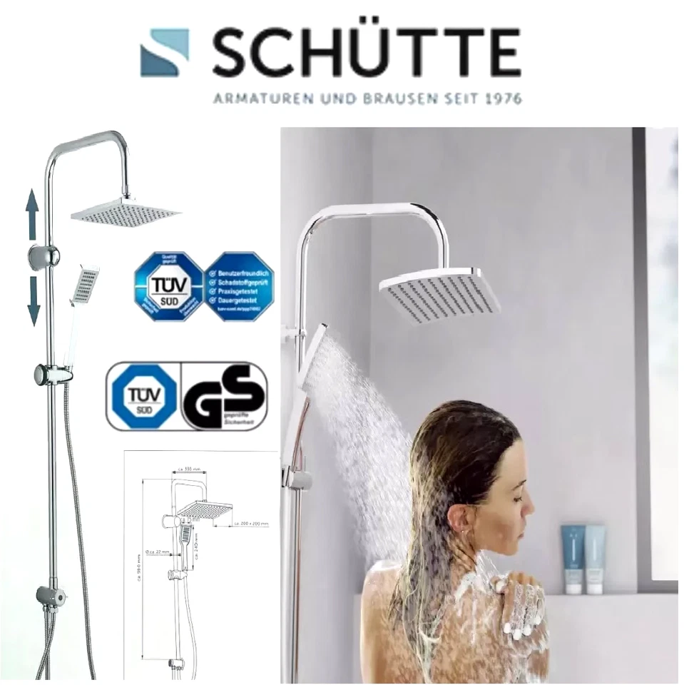 Schütte Überkopfbrause Set Chrom Duschbrause Regenbrause Duscharmatur Duschset - Bild 1 von 4