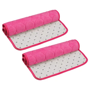 Memory Foam Bath Mat 2Pcs, 15.7" x 24" Coral Fleece Bathroom Rug - Rose Red - Picture 1 of 5