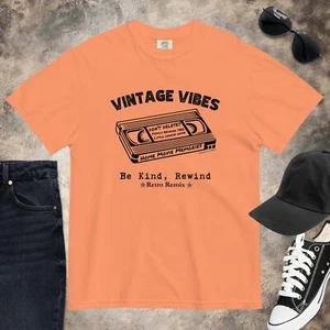 Vintage Vibes VHS Cassette Tape Design Old School - Unisex Comfort Colors - Picture 1 of 15