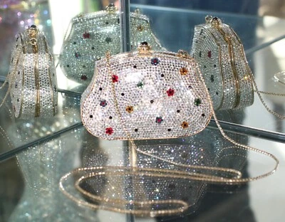 JUDITH LEIBER SWAROVSKI CRYSTAL DITSY FLOWER DAISY BAG MICRO BAG CLUTCH FLORAL - Image 1 of 4